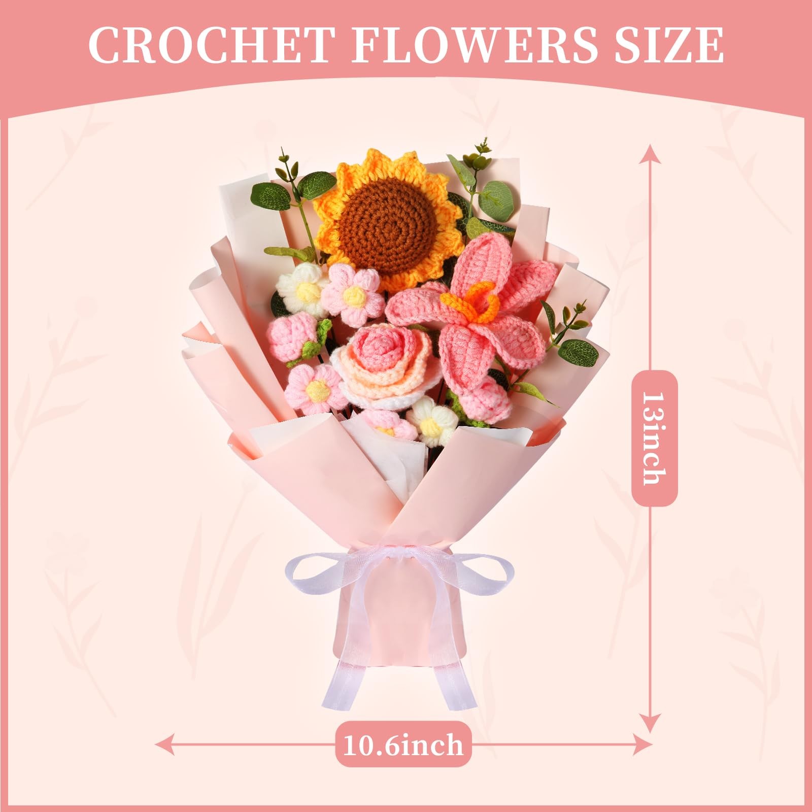 Crochet Flower Bouquet, Handmade Knitted Flowers, Crochet Sunflower Bouquet f…