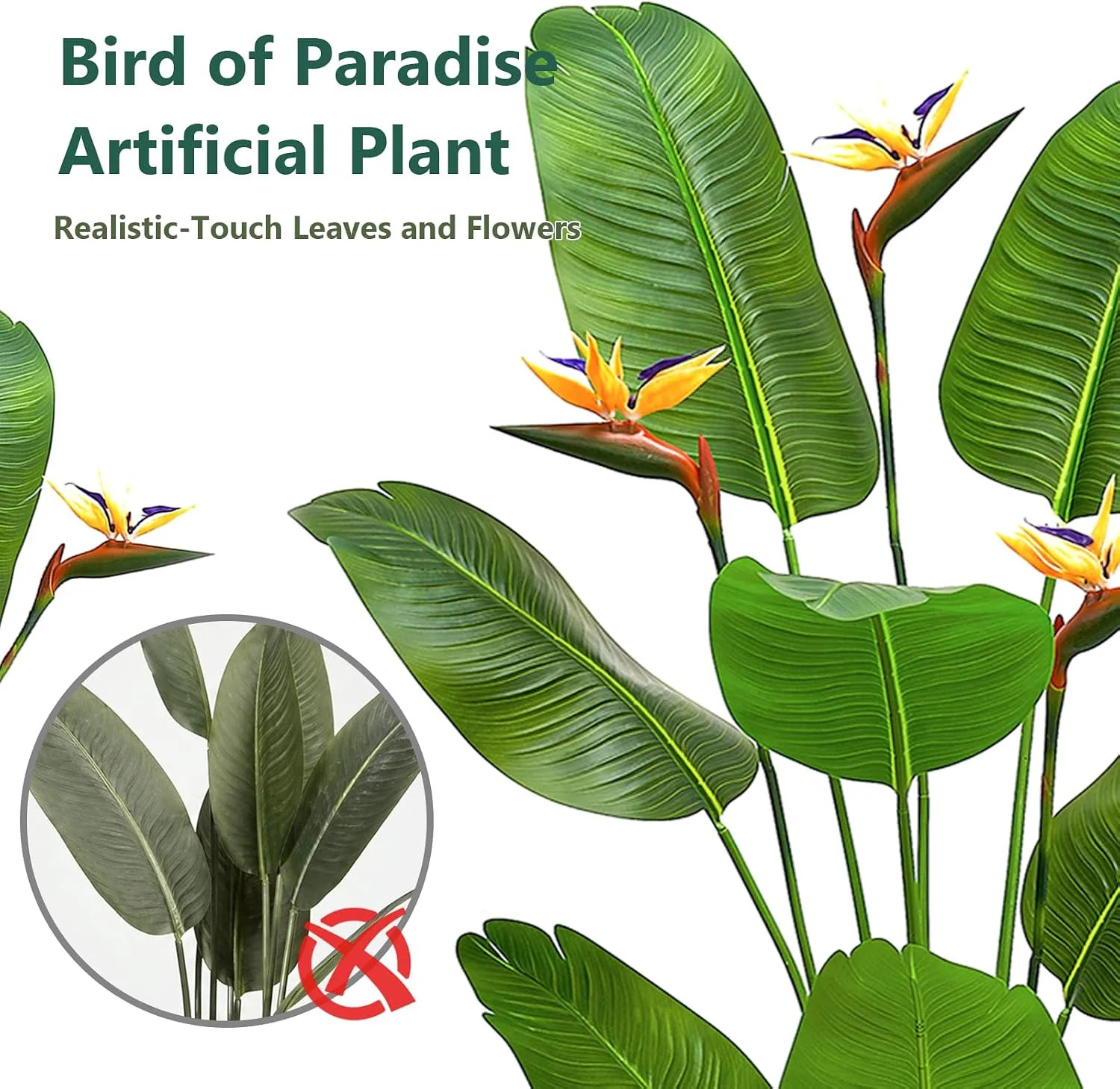 5FT Artificial Bird of Paradise Plant with Flowers, Tall Tropical Fake Plant Ind