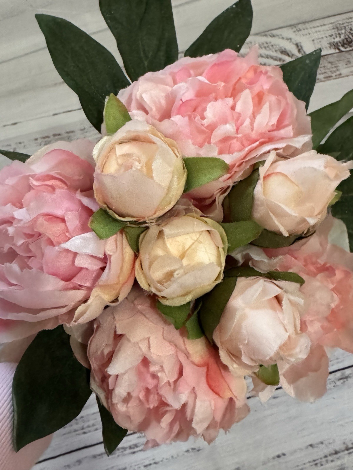 Pottery Barn Faux Pink Peony Bundle Artificial Flowers 3 Stems 16”