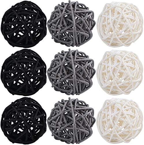 9 Pcs 3 Inch Wicker Balls Decorations, Rattan Balls Decorative for Home Decor DI