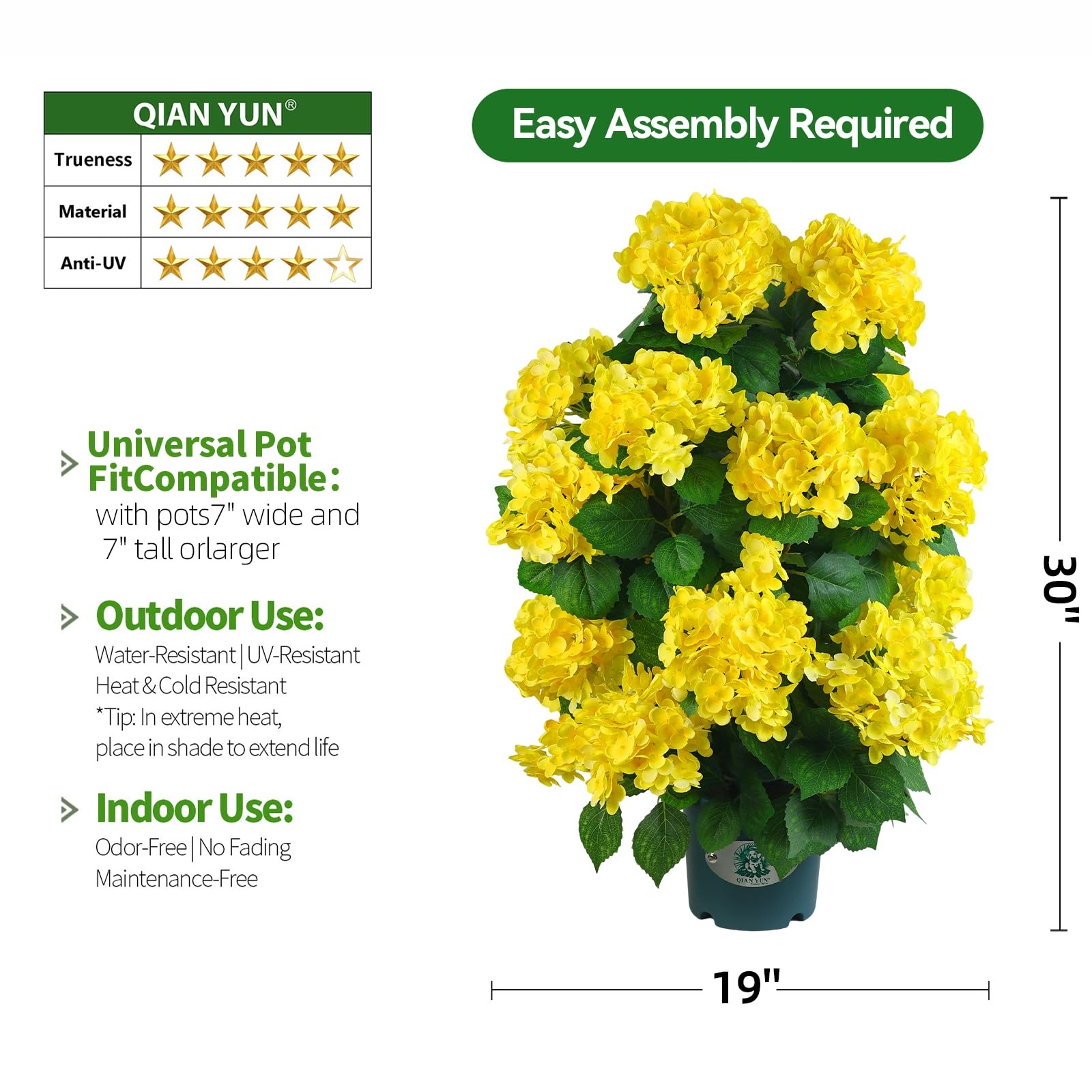 Faux Hydrangea Tree 30″ Tall (2 Pack), Artificial Hydrangea Plant in Pot with…