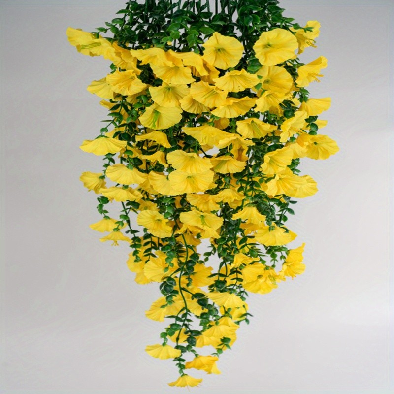 4pcs Artificial Hanging Petunia Plants Fake Trailing Flower Indoor Outdoor Decor