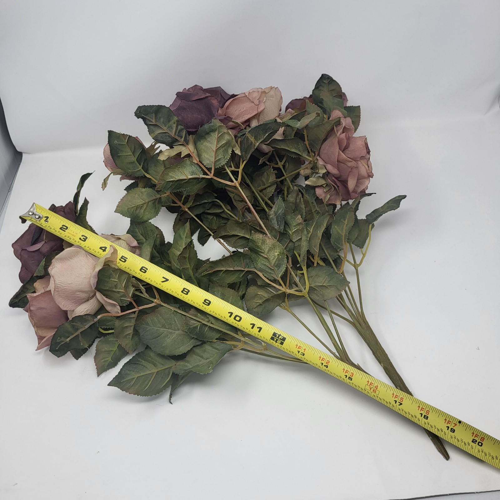 2 Bunches artificial rose bundles Bouquet dried-look burgundy Mauve
