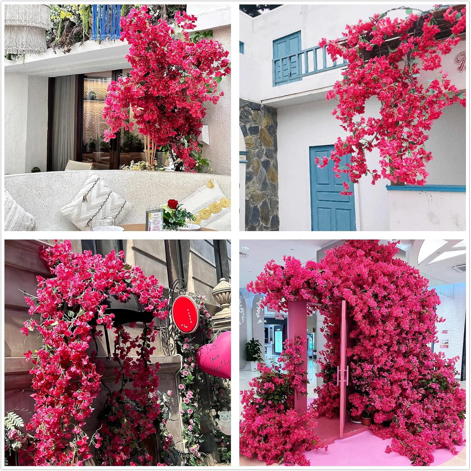 Pack of 20 – Artificial Bougainvillea Flower Stems Silk Fuchsia Bougainvillea Bu