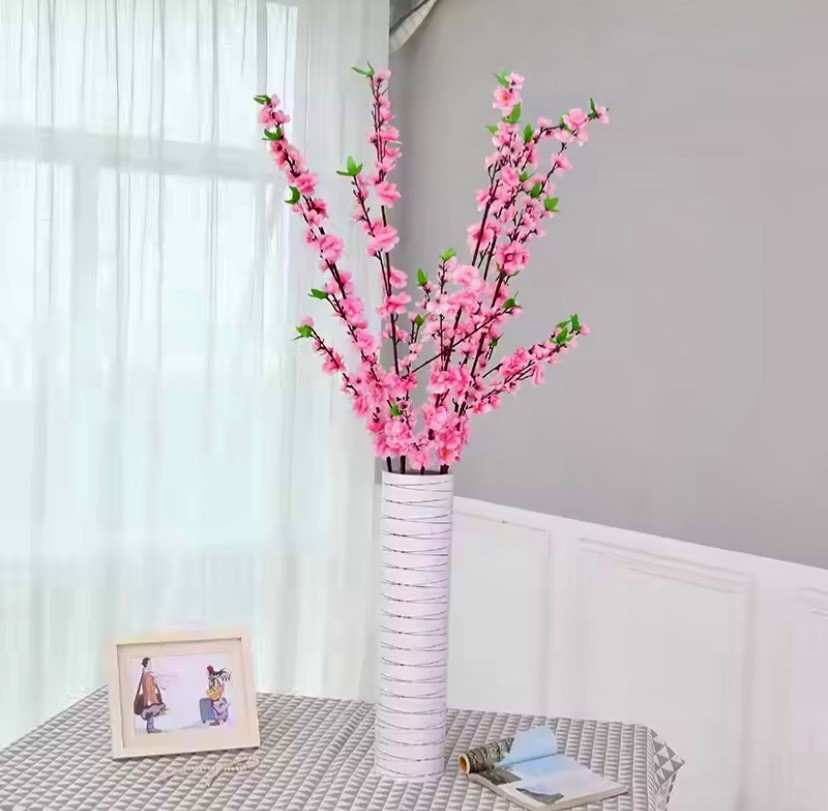 Artificial Flower Silk Peach Blossom Branch Cherry Room Home Christmas Decoratio