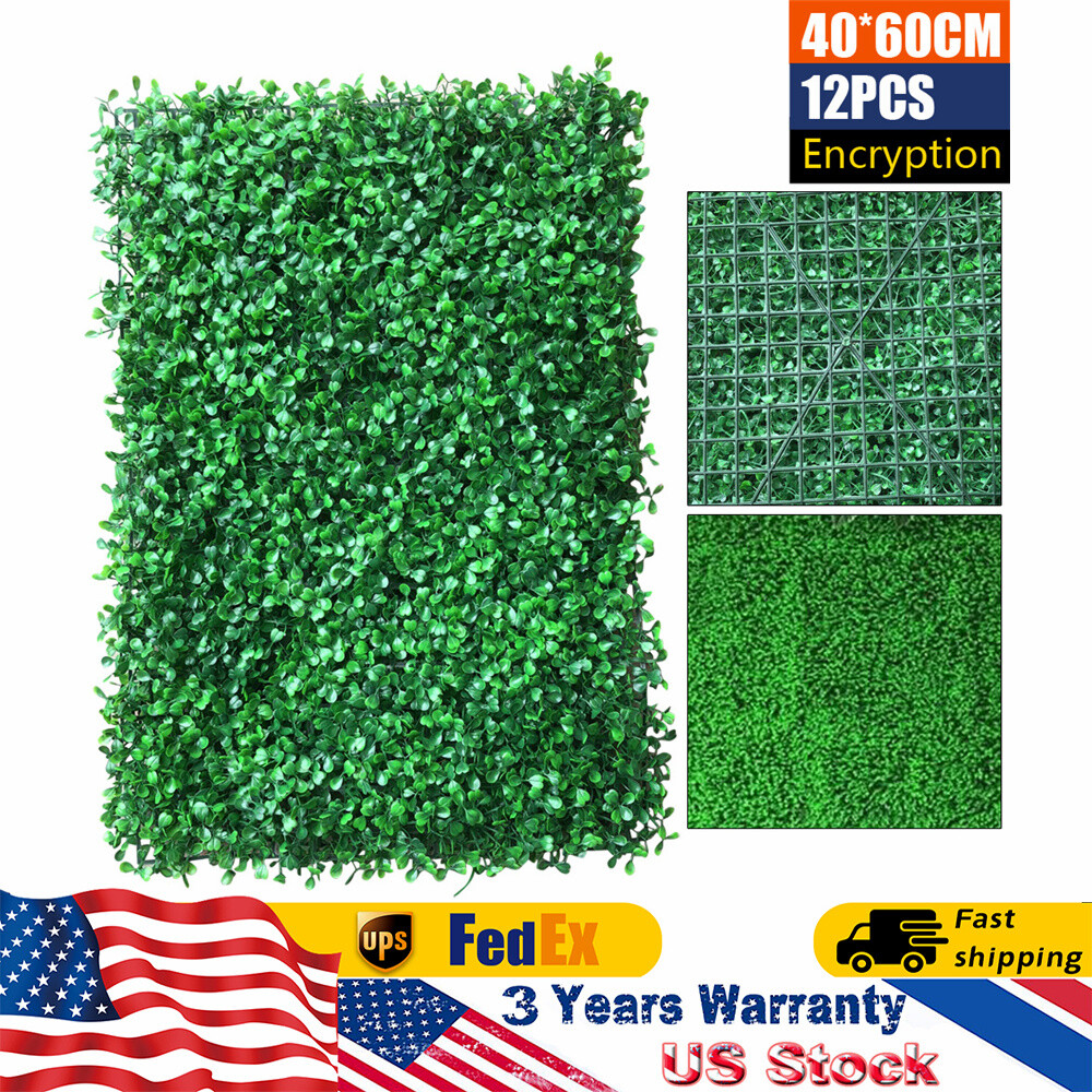 12Pcs Boxwood Hedge Panels 60 × 40 × 4 Cm Snap-On Artificial Greenery Fence