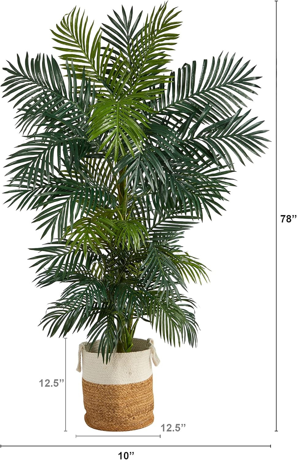 6.5Ft Golden Cane Artificial Palm Tree in Jute and Cotton Planter