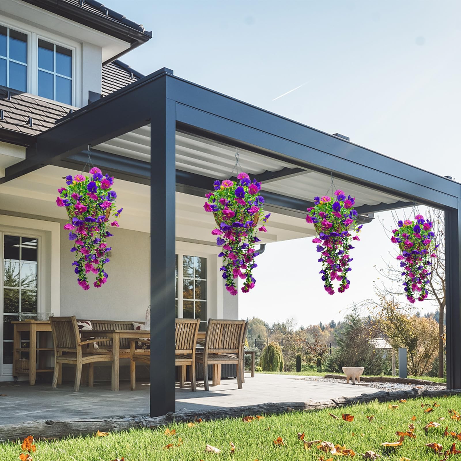 Garland Hanging Vines 4 PC Artificial Morning Glory Hanging Faux Plants Reali…