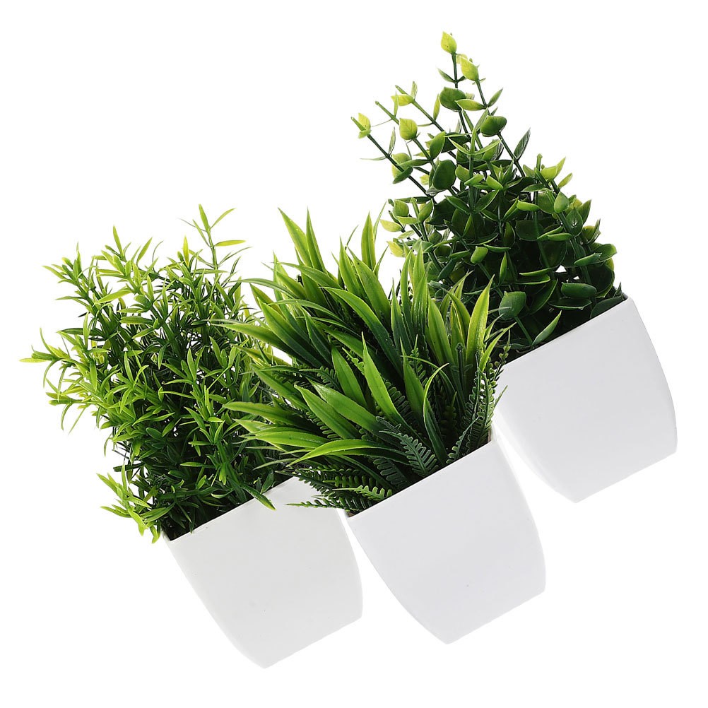 3pcs Artificial Green Plants Small Fake Plants in Pots Lifelike Potted Plants