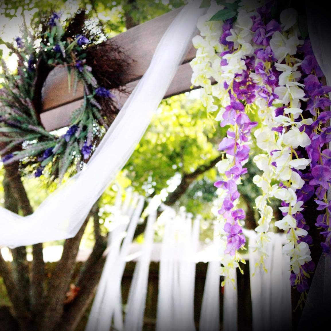 6 Pack Artificial Fake Wisteria Vine Ratta Hanging Garland, 3.75 Feet/Piece Silk