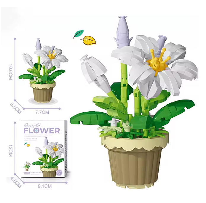 Creative Building Block Bouquet, Eternal Flower Plant Potted Gift, Rose Sunflowe
