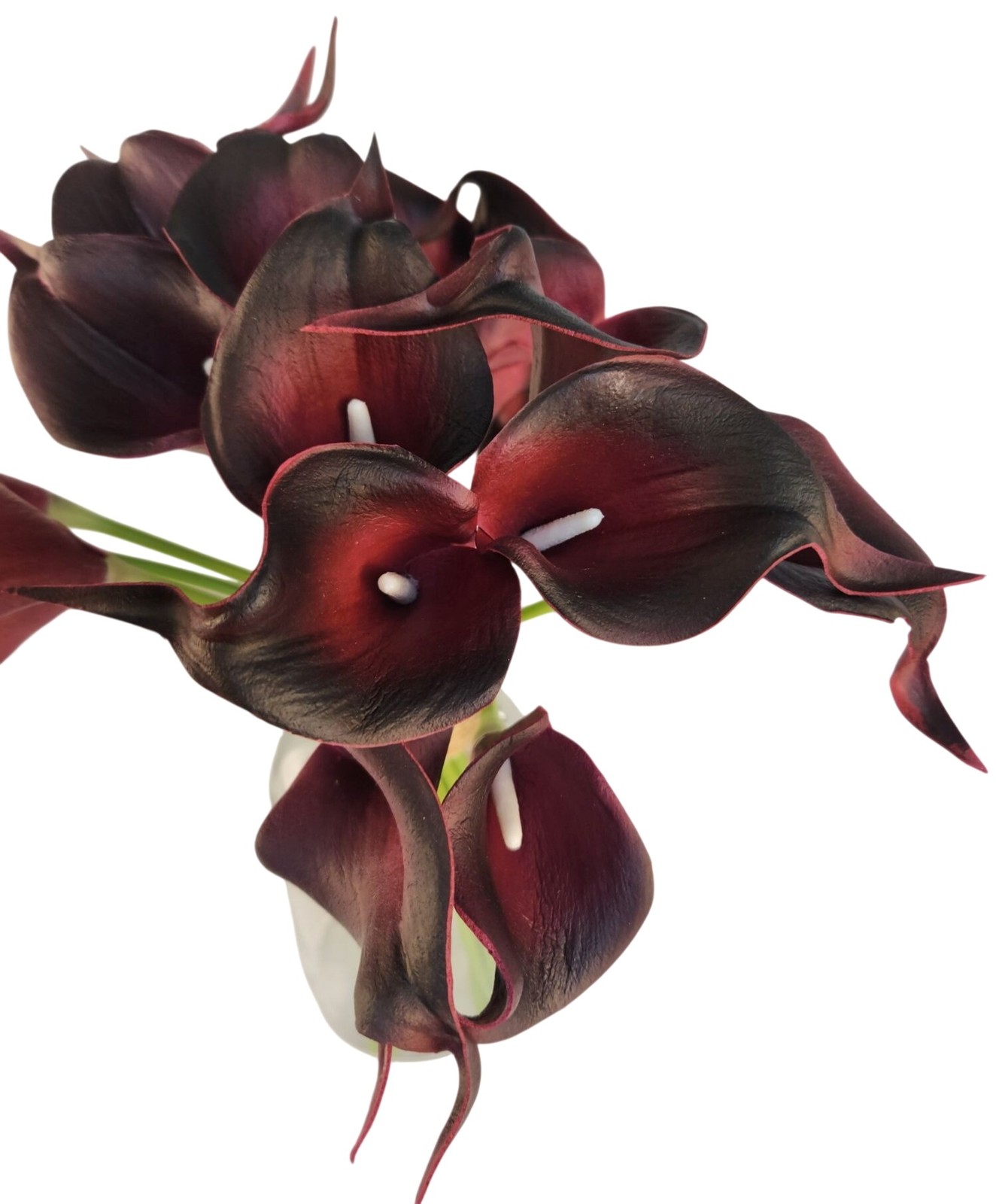 Deep Purple Calla Lily Bouquet Burgundy Artificial Flowers Modern Home Decor Wed