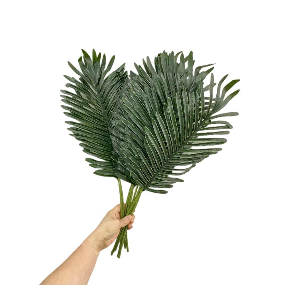 10 Pcs 22in Artificial Palm Leaves Plants with Stem,Faux Palm Fronds Tropical…