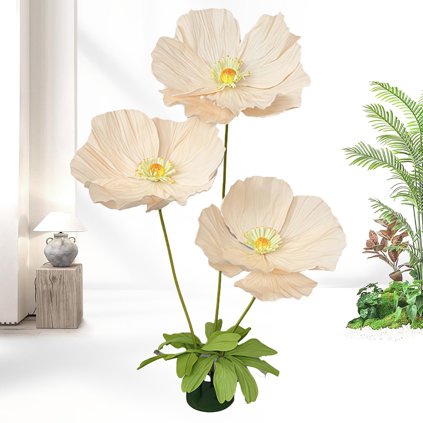 Artificial Flowers Decorations 5.58ft Fake Poppy Flower for Standing Receptio…