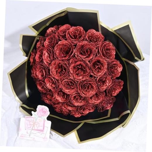 Glitter Roses Bouquet, DIY Fake Flowers Bouquet, Birthday Gifts for 24pcs Red