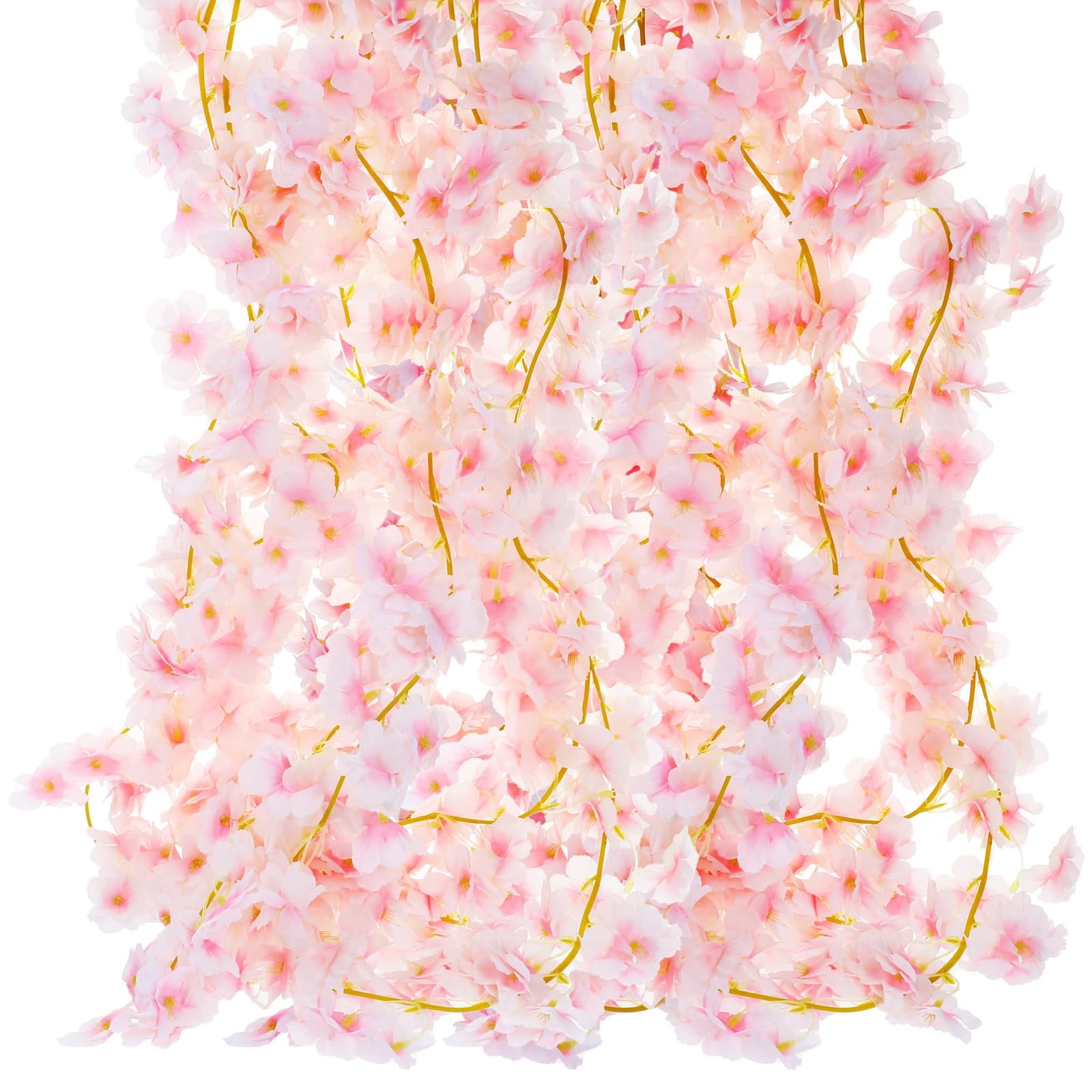 10 PCS Cherry Blossom Flowers 60 Ft Artificial Sakura Vines Light Pink Wedding