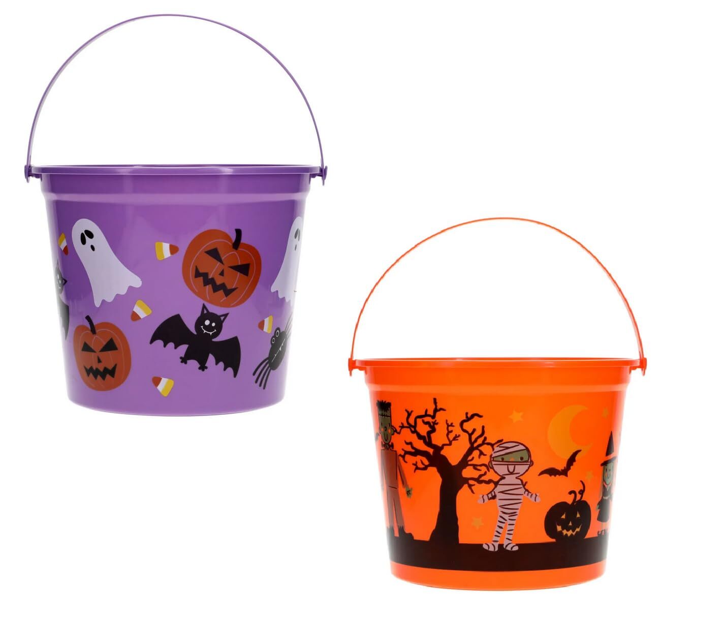 Printed Halloween Pail 9.45 in Assorted Pack of 2