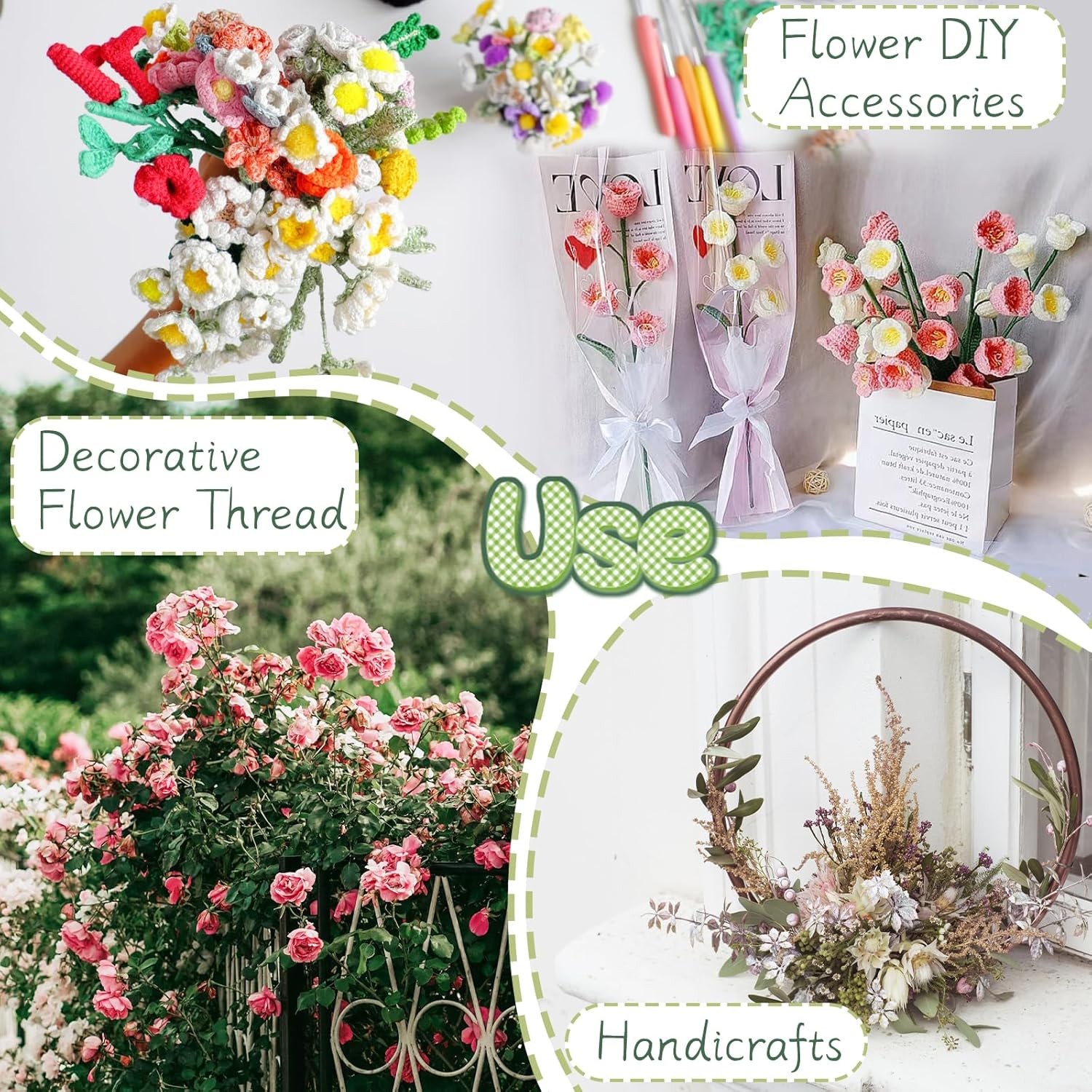 100 Pcs Floral Stems Wire for Paper Flower,14 Inch 2 Gauge Dark Green Floral Ste