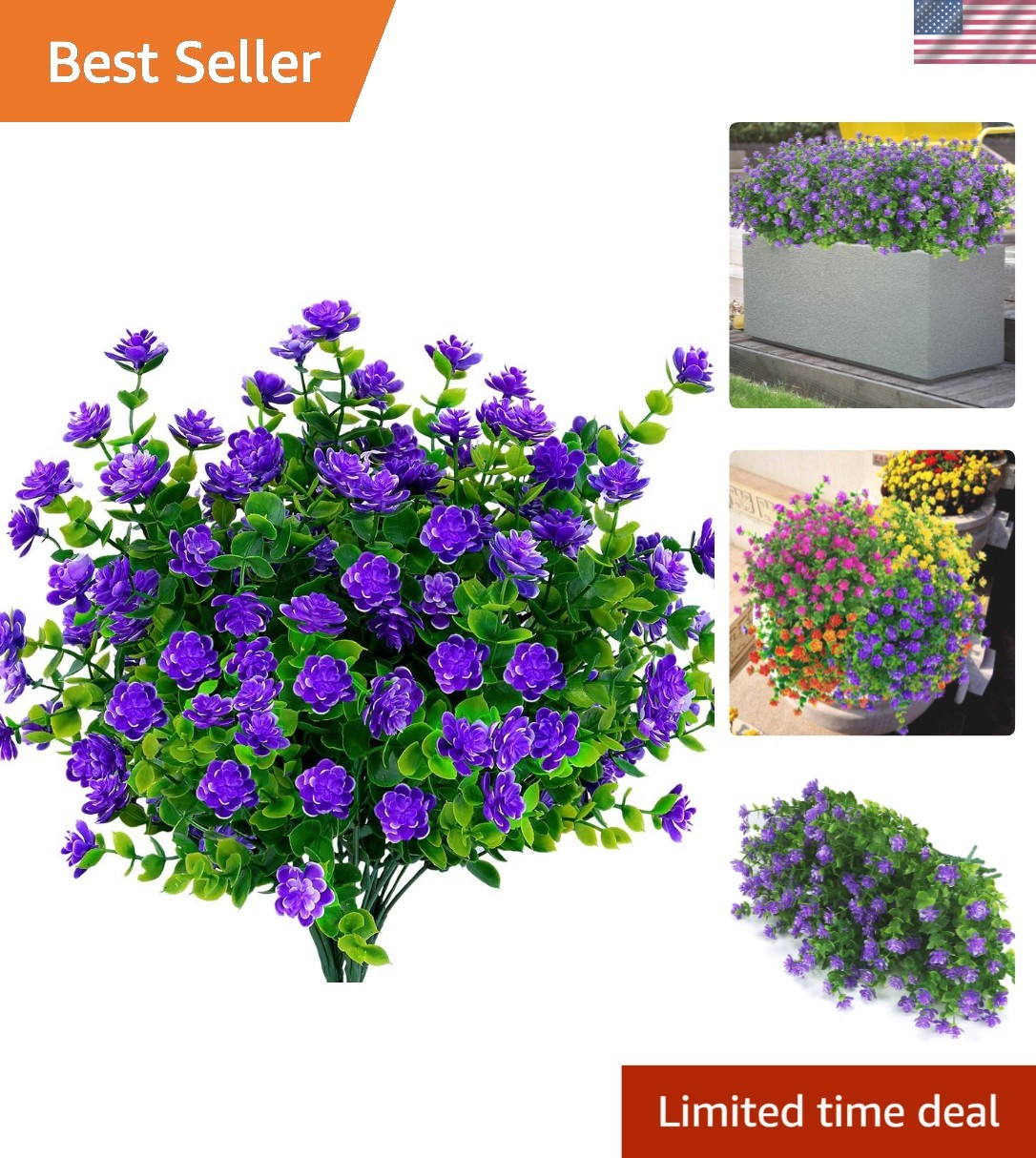 4-Pack UV Resistant Artificial Boxwood Plants – Vibrant Purple Greenery