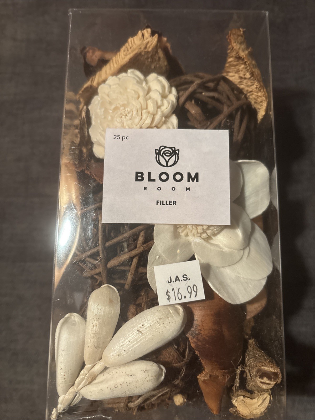 New Box Of Bloom Room Bowl Filler Wood Ivory Flowers Rattan Balls Dried Bark Etc