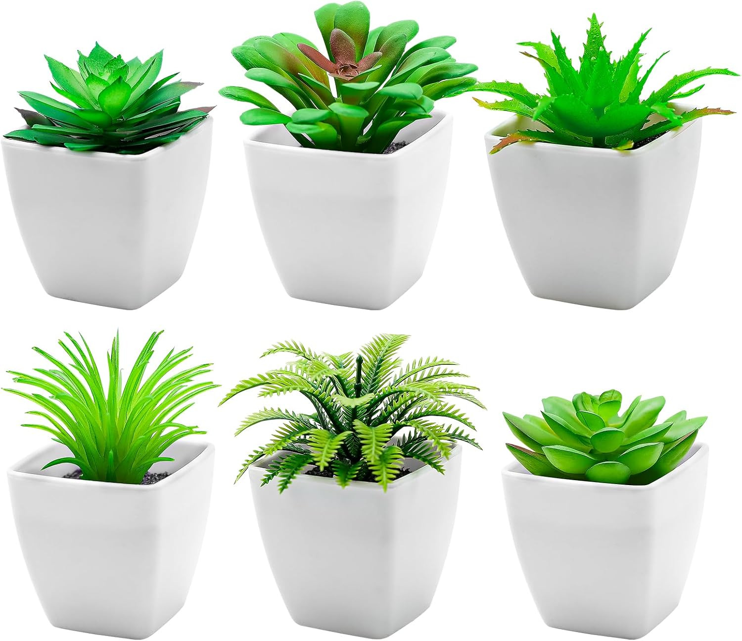 6Pcs Mini Succulents Plants Artificial Indoor Decor Fake Succulent in Pots