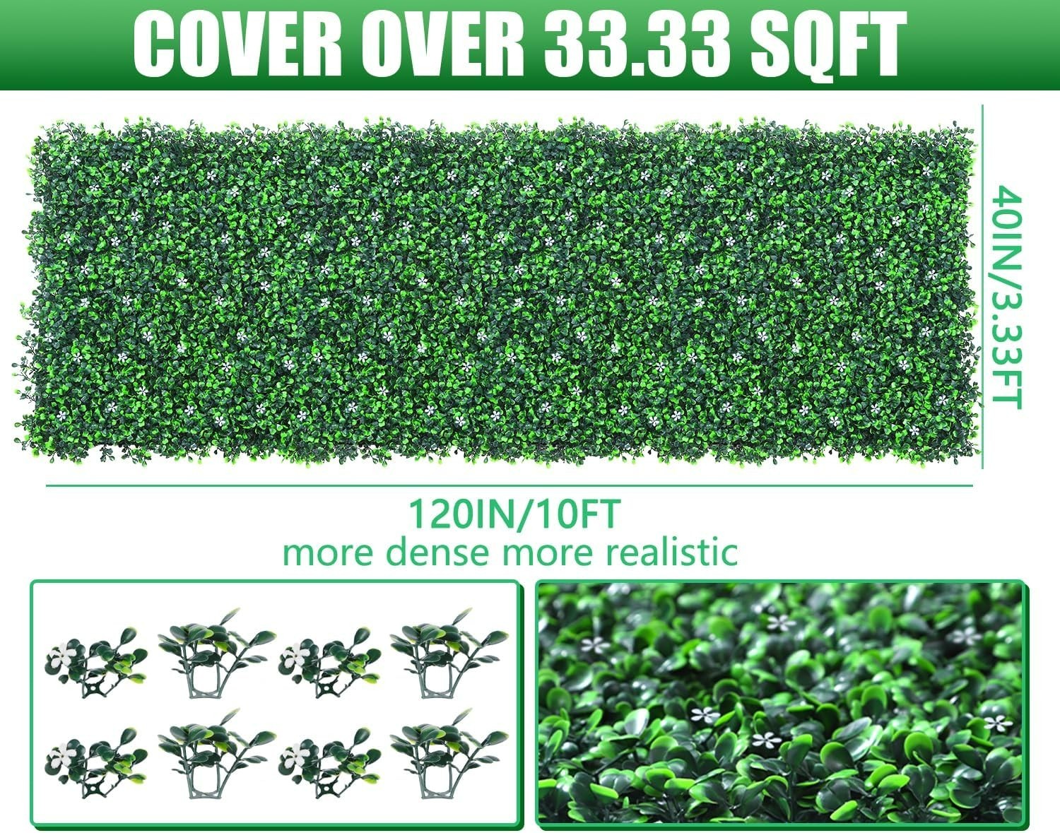 Versatile 40″x120″ Artificial Boxwood Panels for Indoor & Outdoor Privacy