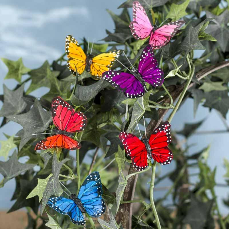 Group of 12 Assorted Color Natural Feathered Butterflies