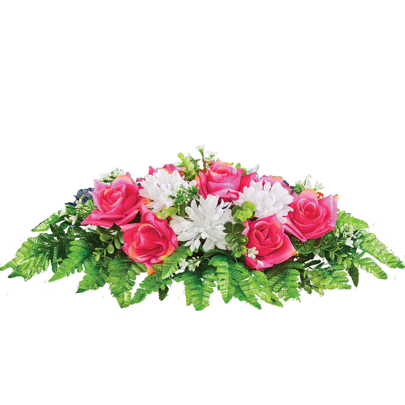 Artificial Roses & Dahlias Flower Sympathy Arrangement Stake Cemetery Grave 20″L