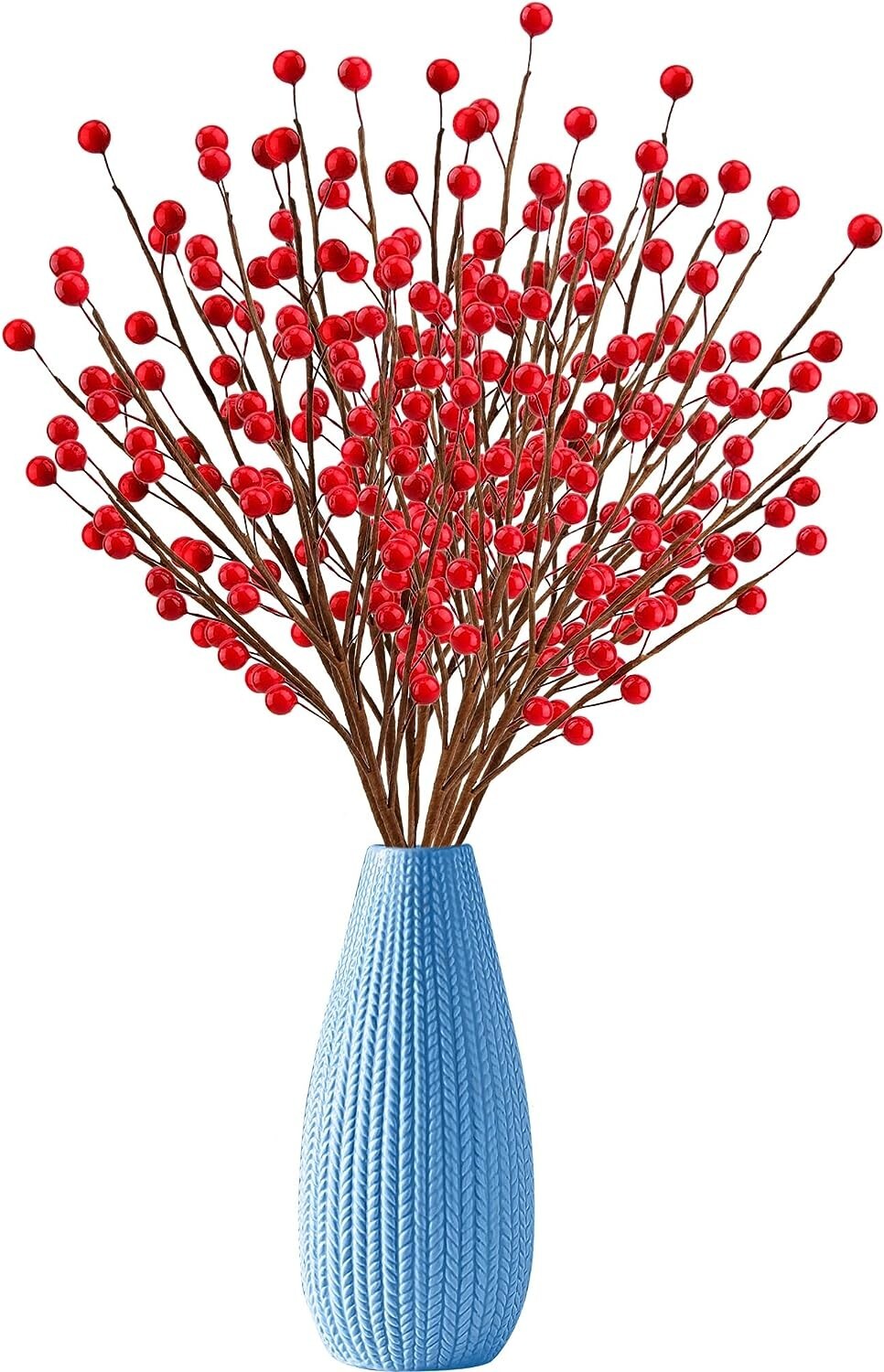 15 Pack Christmas Artificial Berry Picks 14″ Christmas Holly Berry Stem Branches
