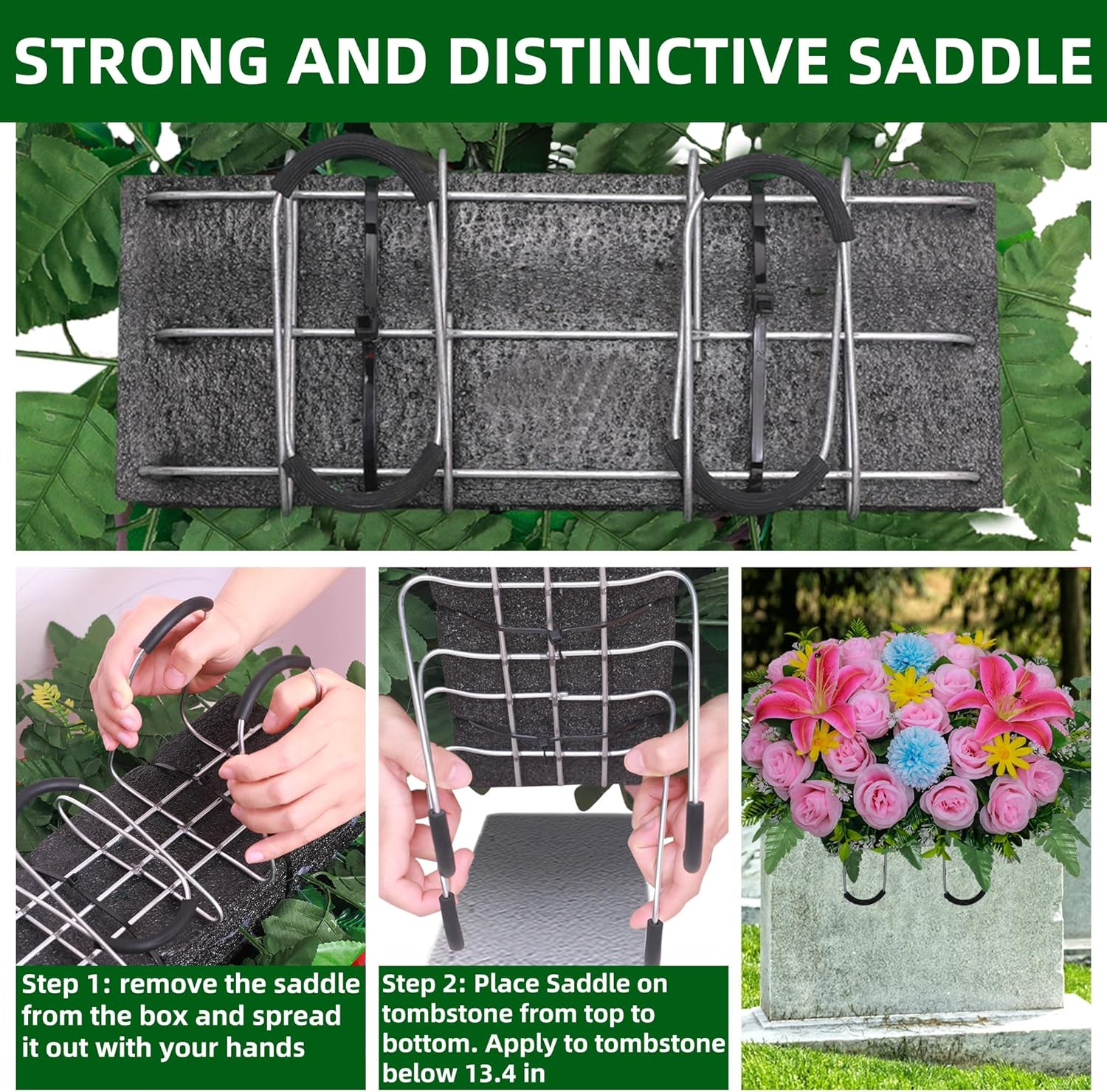 Artificial Cemetery Flower Saddles,Headstone Saddles for Graves,Lily Rose Flo…