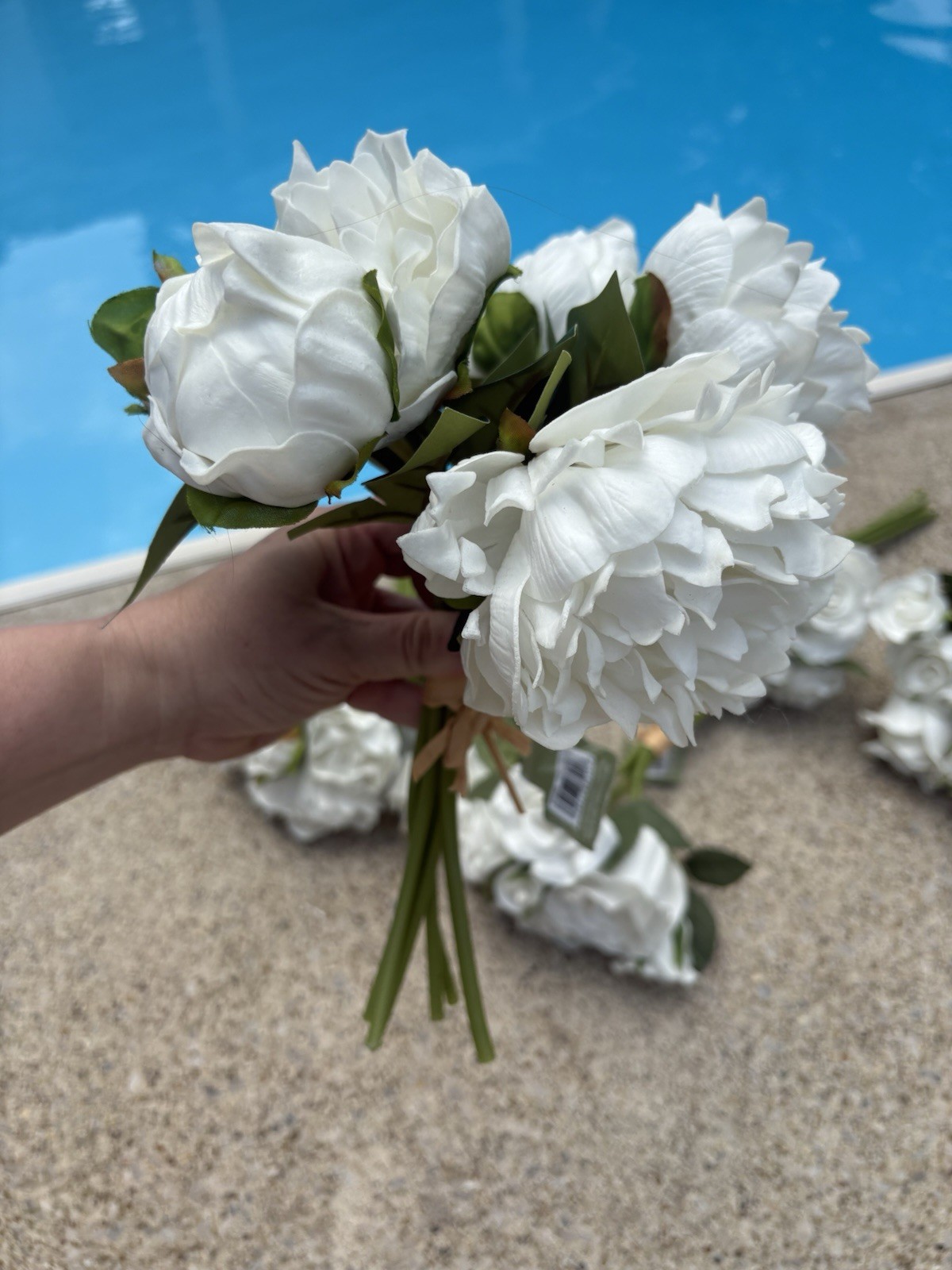 Roses Peony White Real Touch Artificial Flowers with Stems 8 Bouquets 56pc