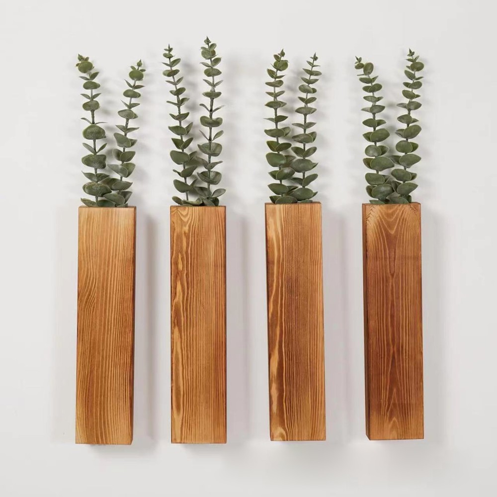 Wood Wall Planters for Fake Plants and Dried Flowers Stems Home Office Decor