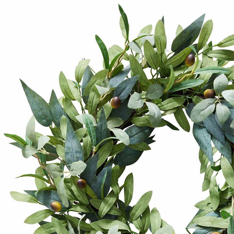 18 in Artificial Olive Leaves Wreath Indoor Decorative Greenery Home Decor New