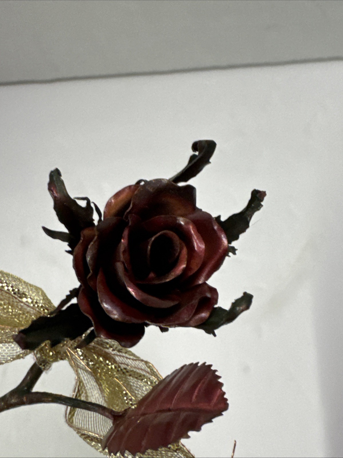 Bronze Lacquer Dipped L Trimmed Forever Rose 4.5” (c)