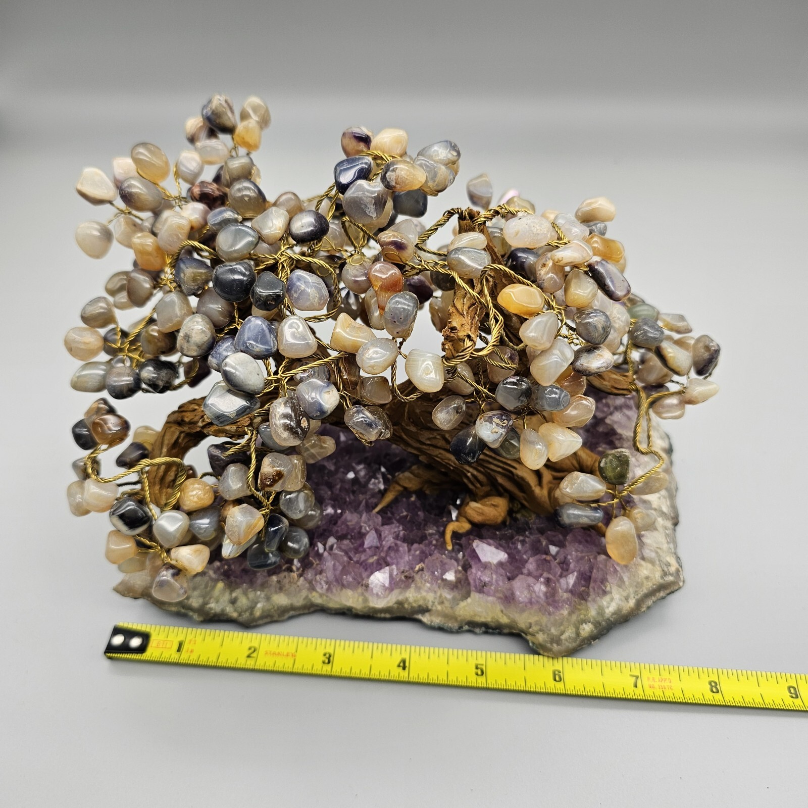Natural Amethyst Healing Crystal Money Tree on Amethyst Cluster Geode