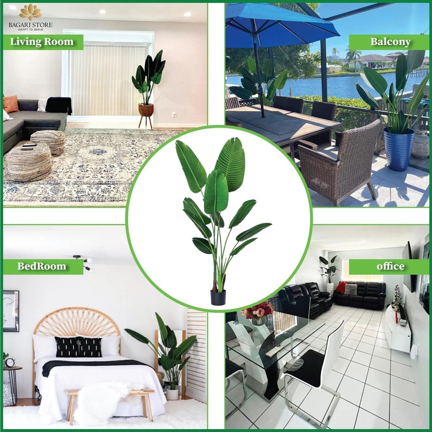 One 5 Foot Artificial Silk Bird of Paradise Palm Tree Potted Plant