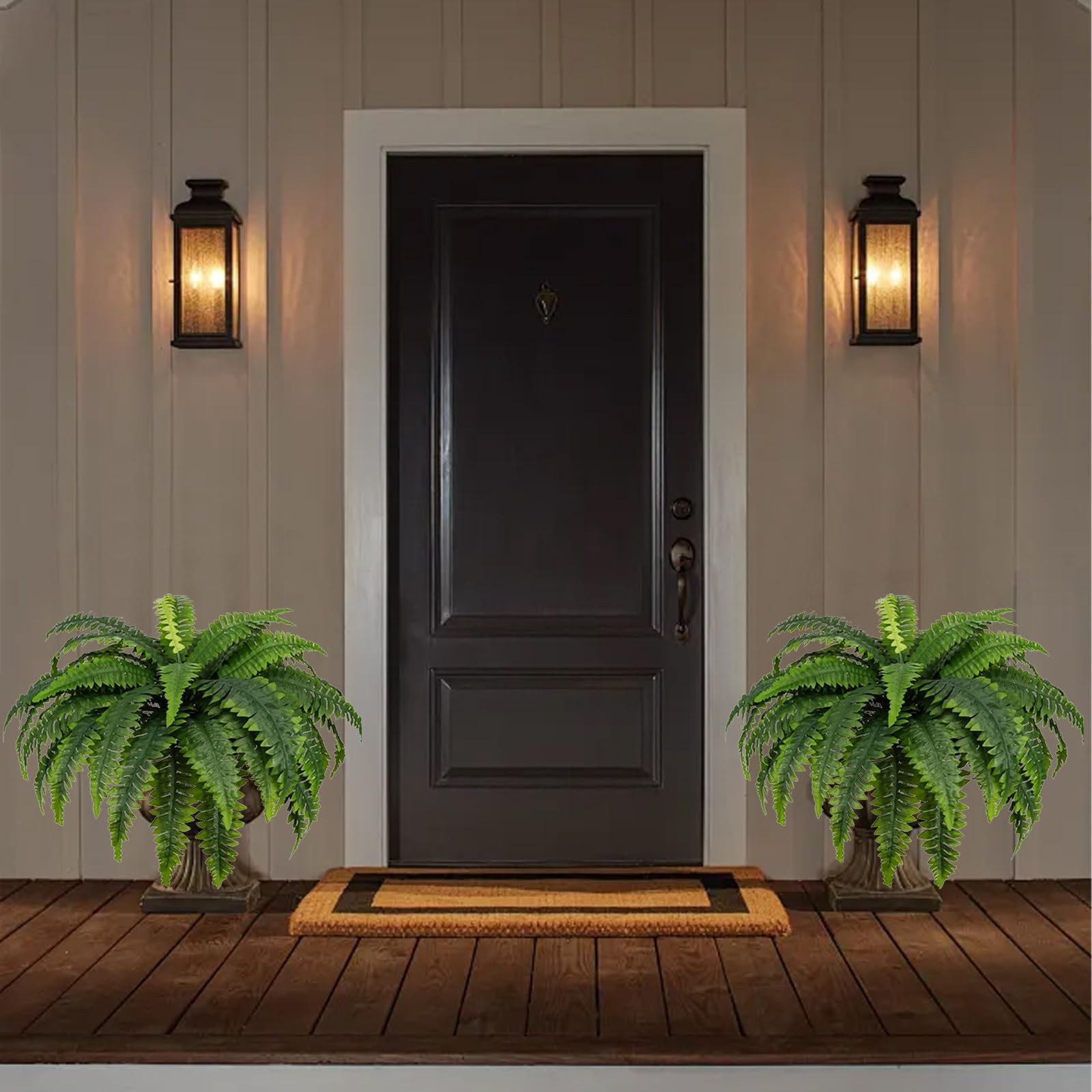 Ferns Artificial Bush Plants Large, 48″ Artificial Boston Fern Bush, Set of 2…