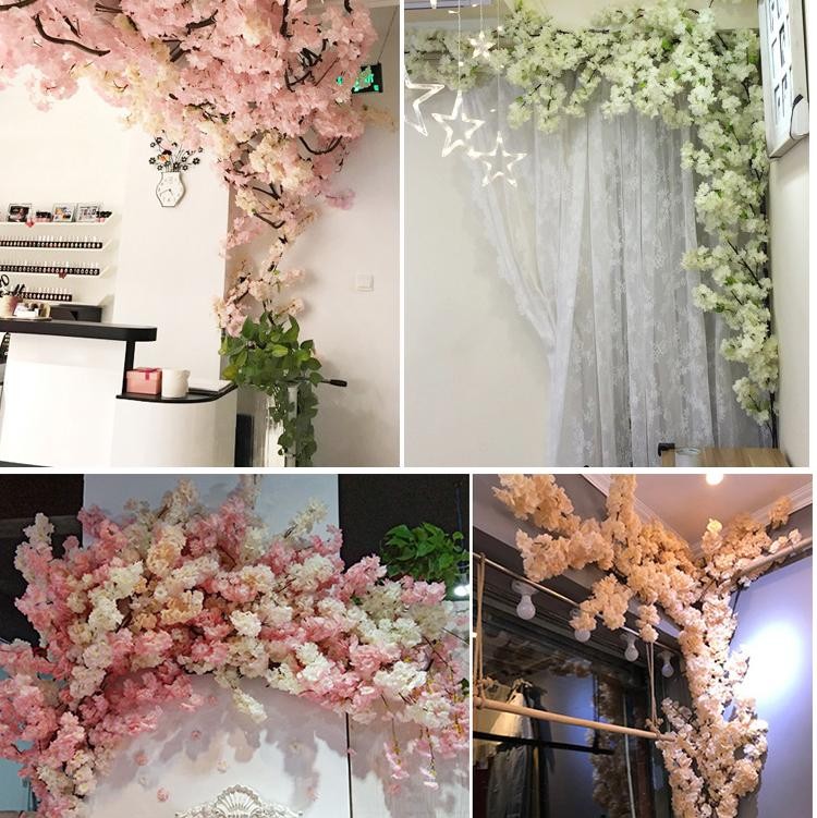 80cm Artificial Cherry Blossom Branch Red Silk Flower Wedding Home Decor Arch