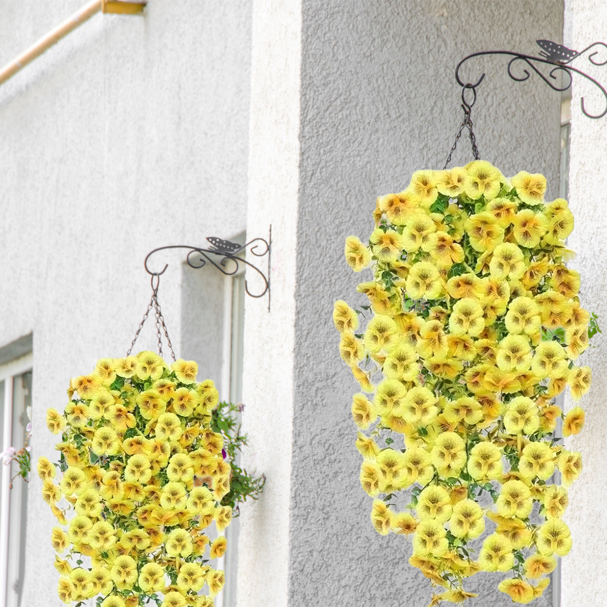 4Pcs Artificial Hanging Flowers Faux Silk Moth Orchid for Outdoor Indoor Decor