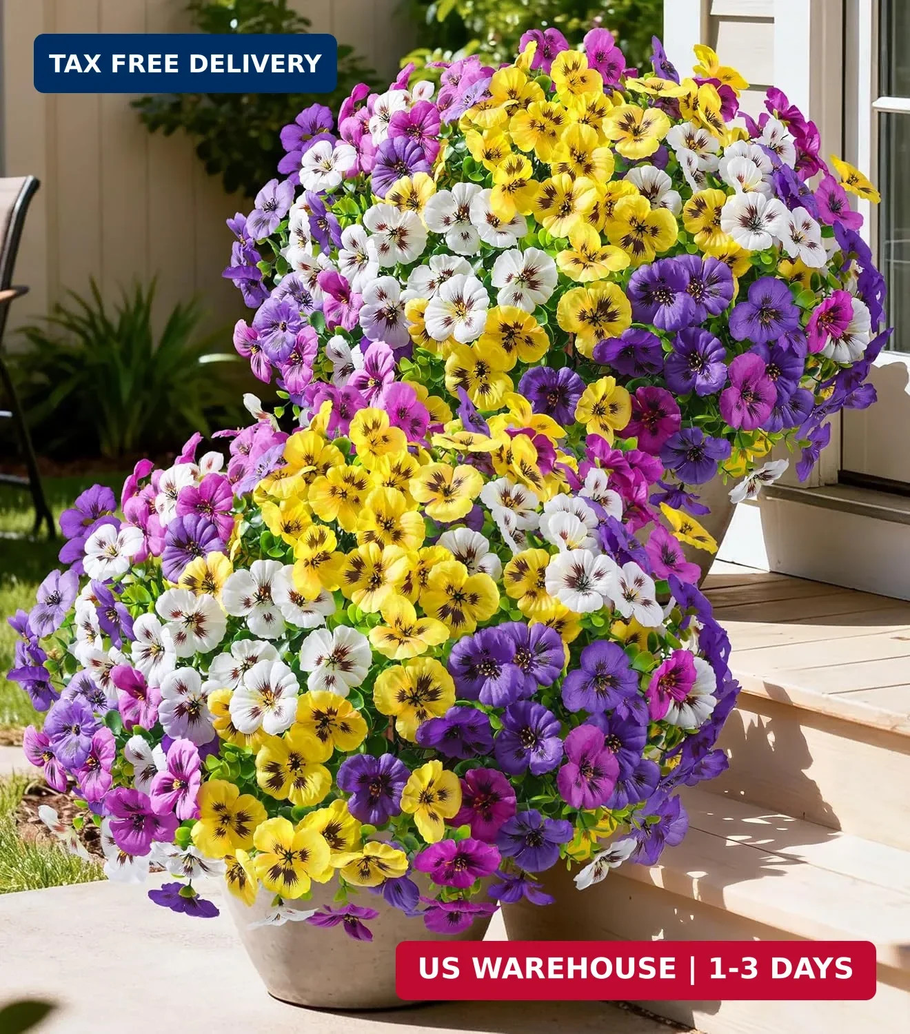 Ivydale 20PCS Artificial Fake Pansy Flowers for Outdoors Spring Sumer Decor, Fau