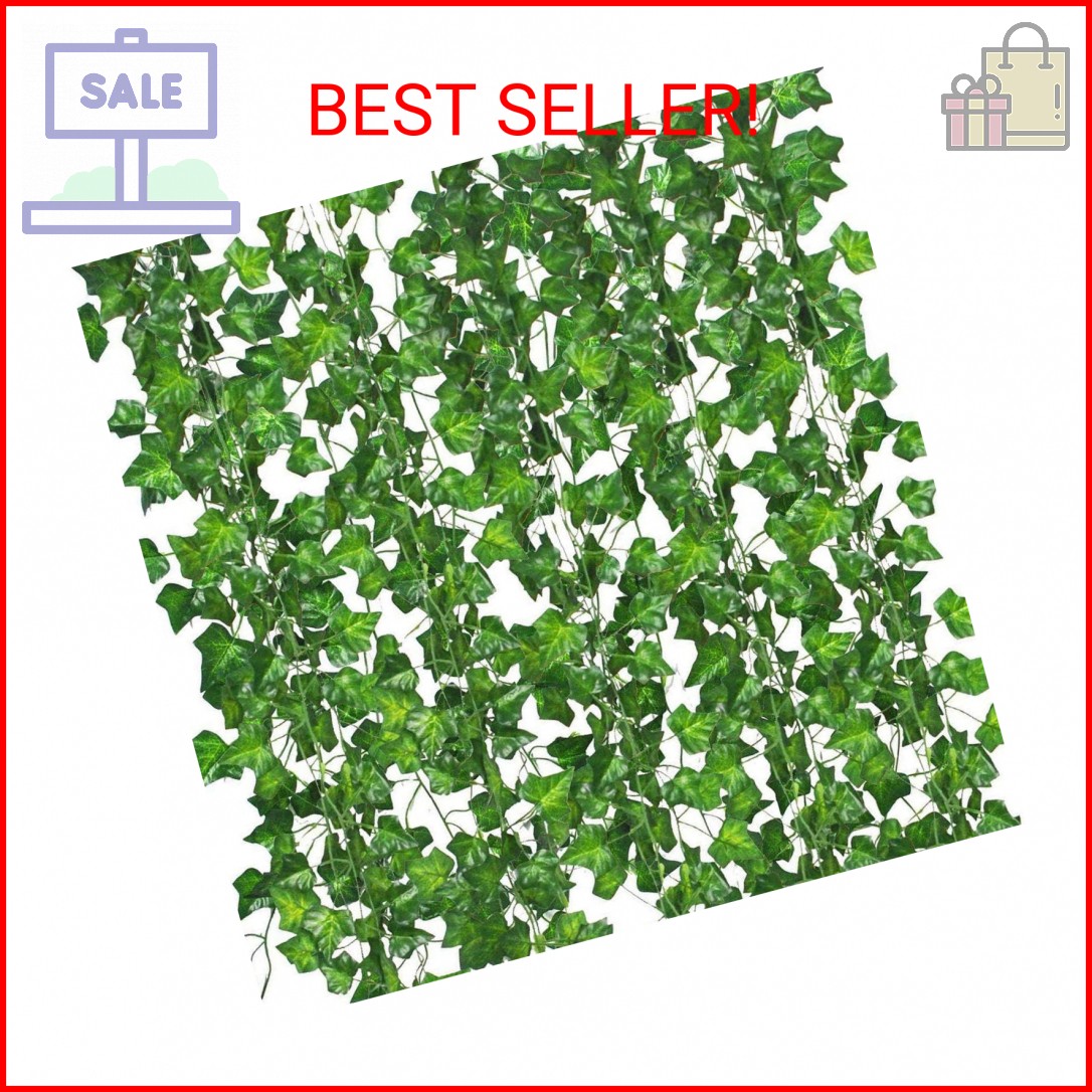 12 Pack Fake Vines for Room Decor Artificial Ivy Garland with Clip Green Flowers