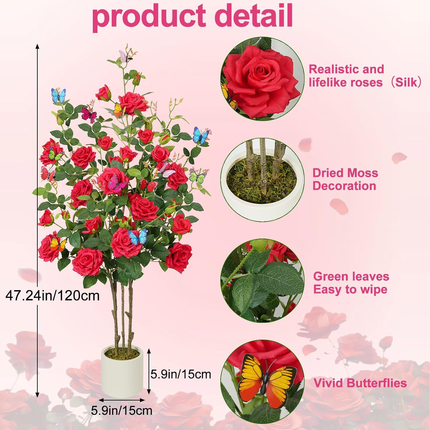 4FT Artificial Camellia Tree 2 Pack with Butterflies for Indoor/Outdoor Decor