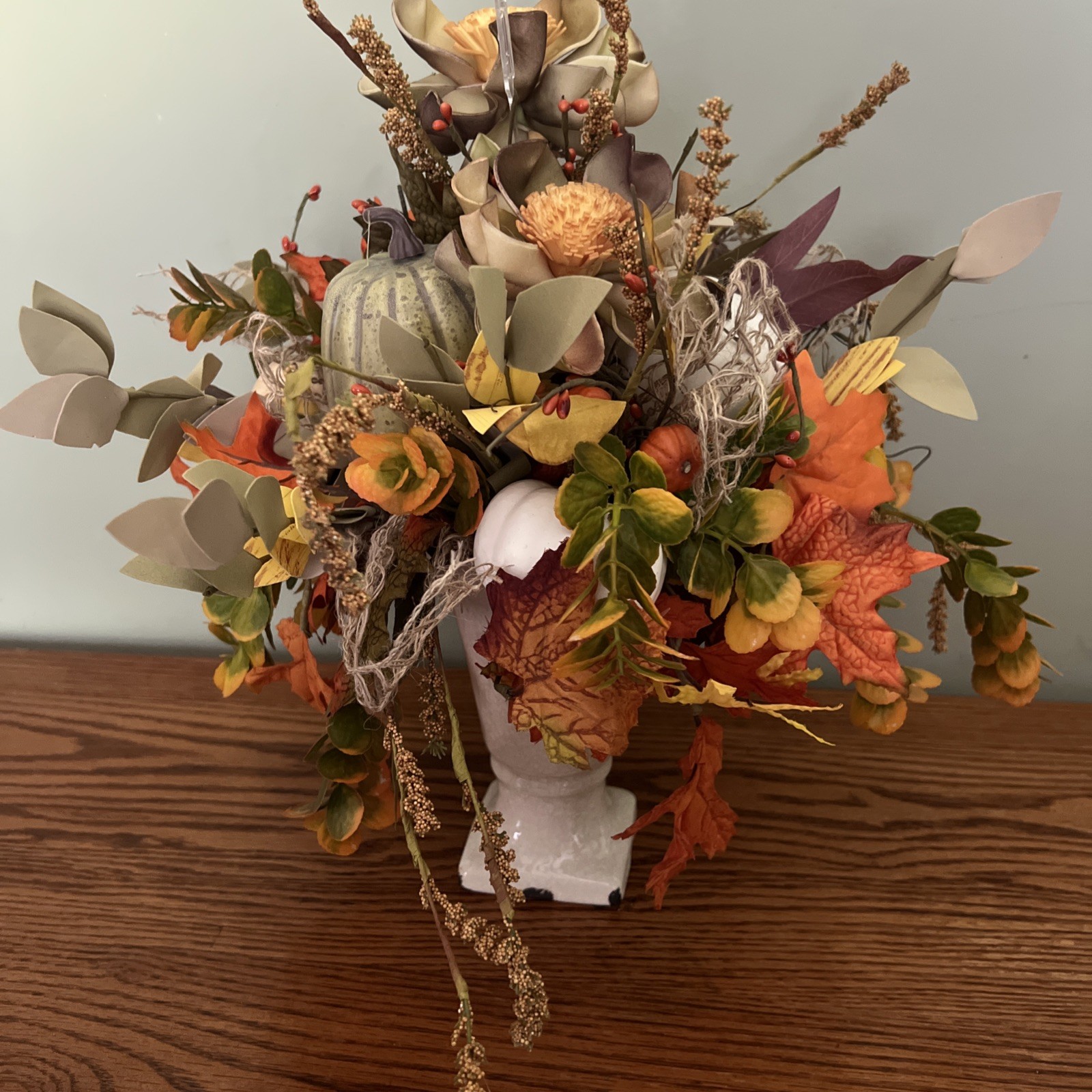 Autumn Harvest Fall Floral Arrangement with Ceramic Vase.