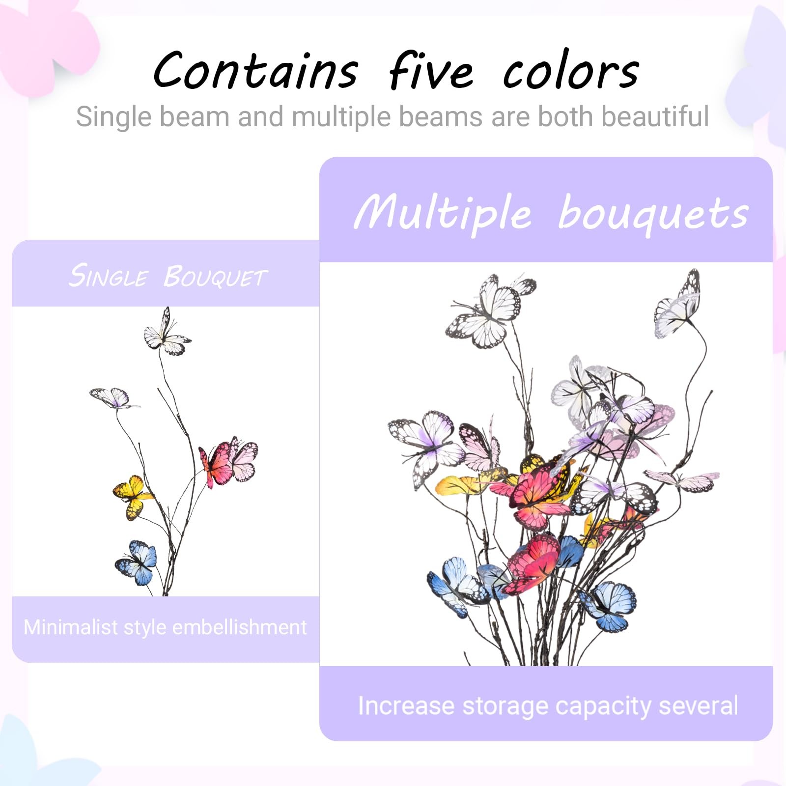 5 Pcs Artificial Butterfly Branches Butterflies for Crafts Vases Silk Butterf…
