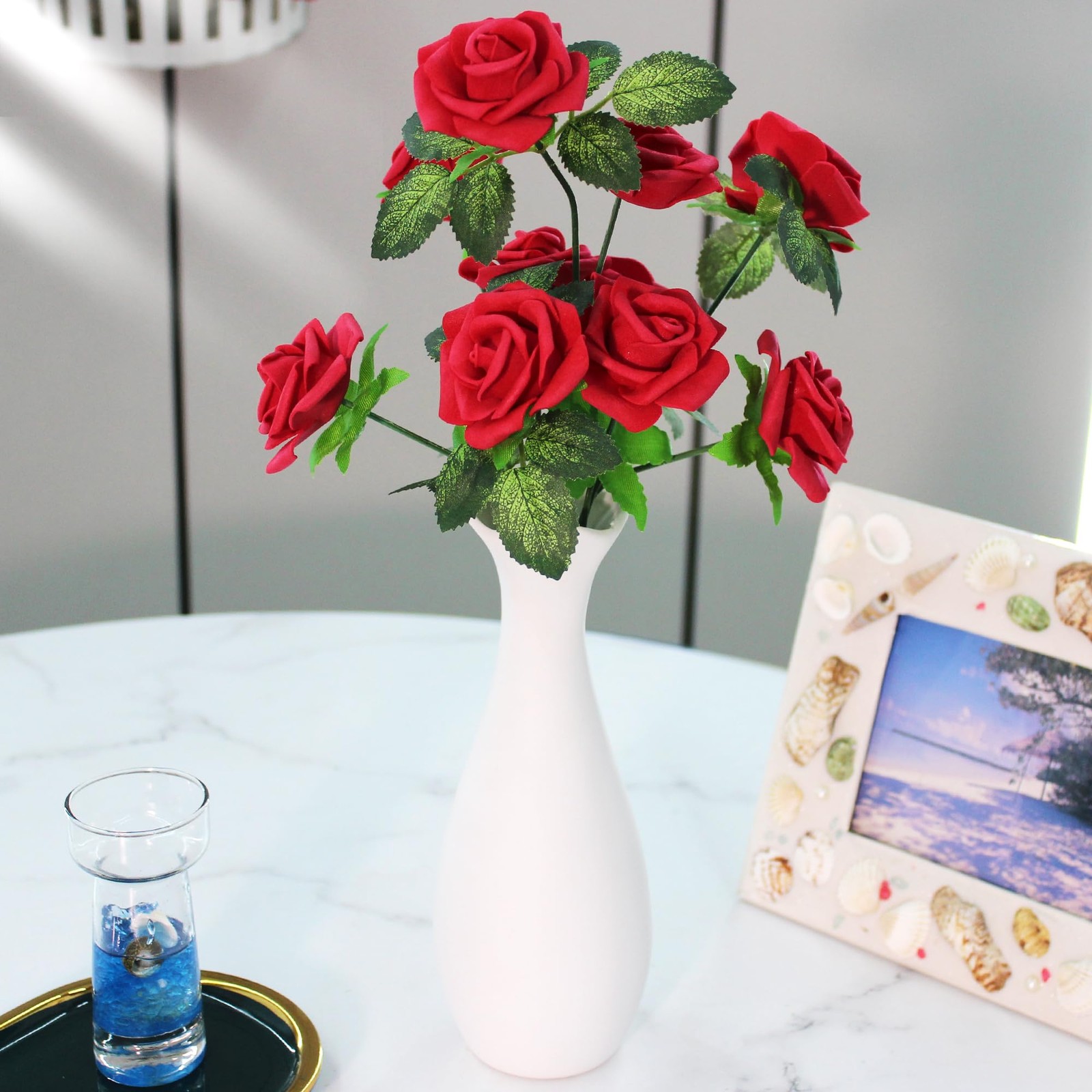 100 PCS 2 Inch Rose Cherry Red Artificial Flowers Faux Foam Fake Head Bulk DIY
