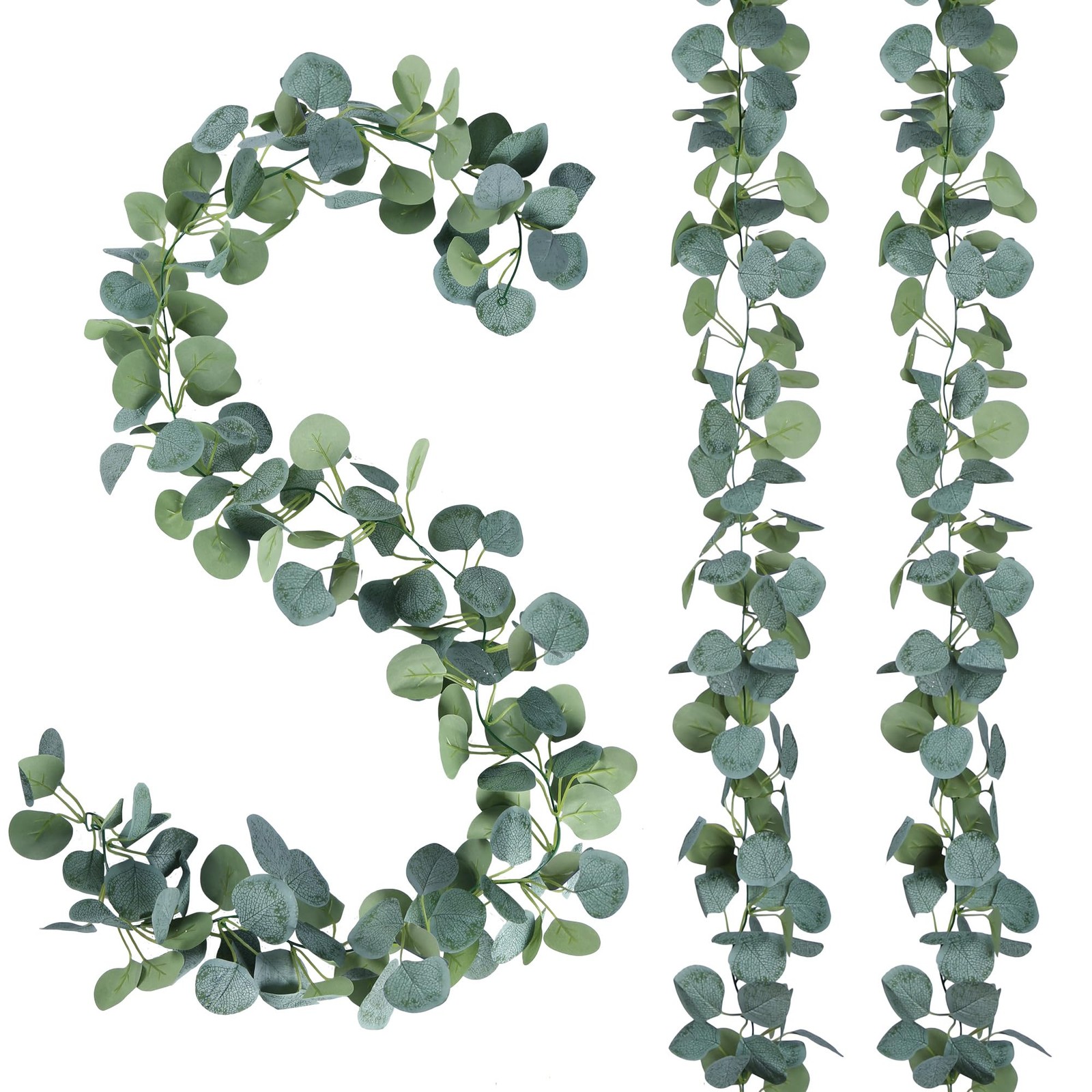 2 Pack Artificial Eucalyptus Garland Greenery Leaves Handmade 3D Silk Vines S…