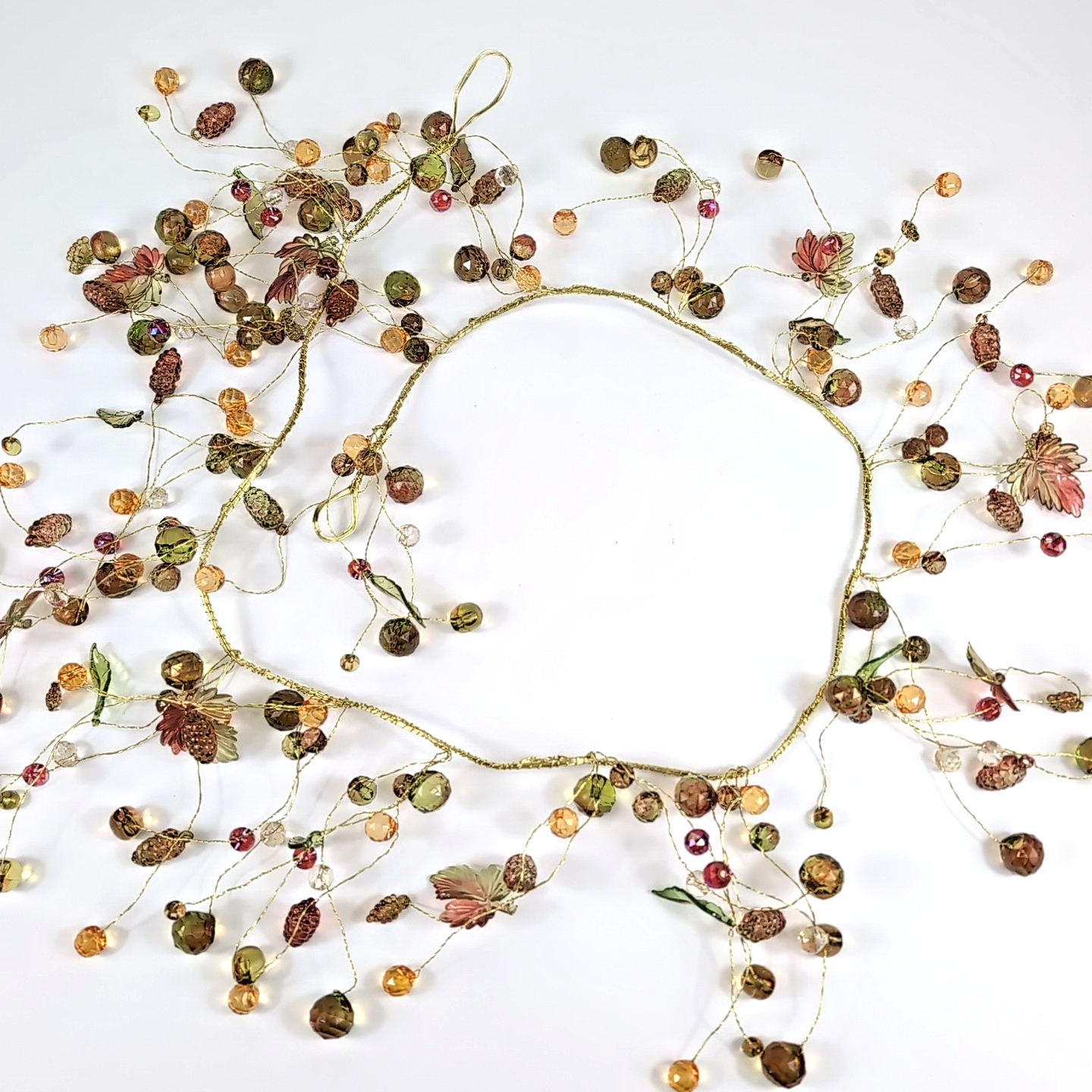 3 Handmade Garland Decor Acrylic Beads Grapes Berries Leaves Autumn Patio Decor