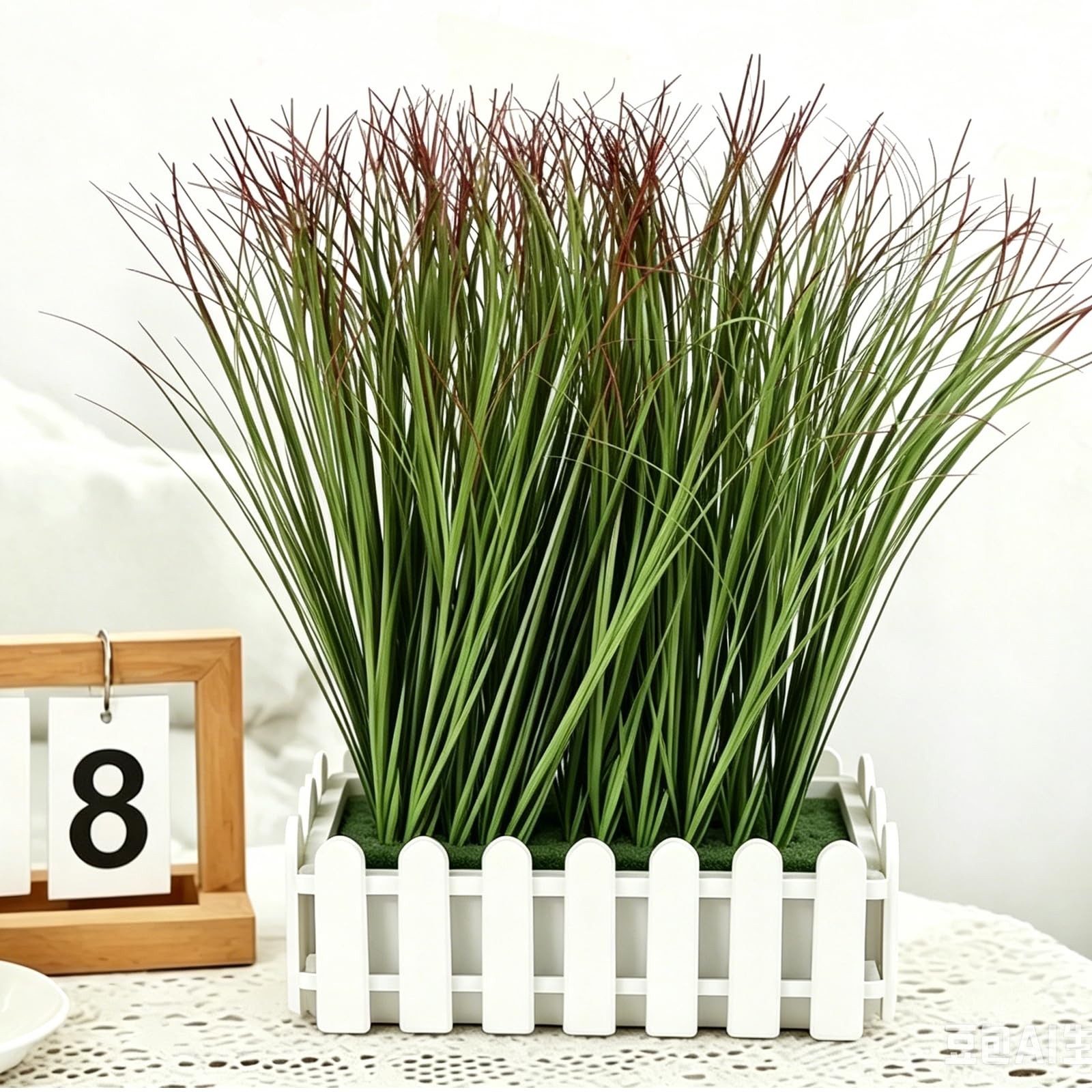 24pcs Artificial Grass Plants,9.84″ Faux Shrubs Wheat Grass Greenery Stems Fa…