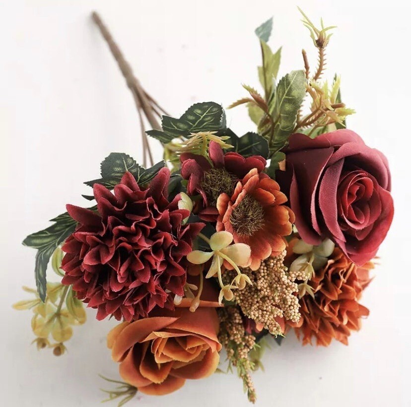 Autumn Silk Artificial Flowers Rose Wedding Home Decoration High Quality Bouquet