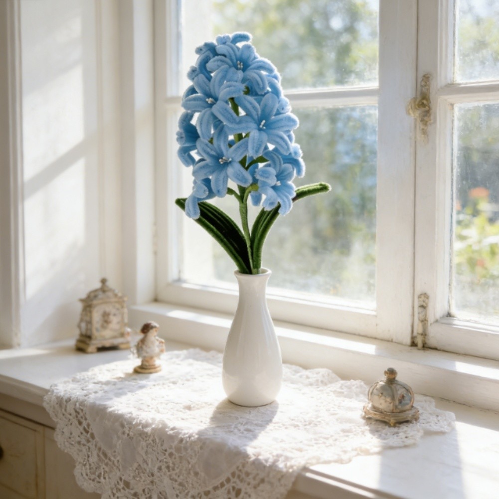 Hydrangea Bouquet Artificial Plastic Flower Handcrafted Detail 30cm Blue Purple
